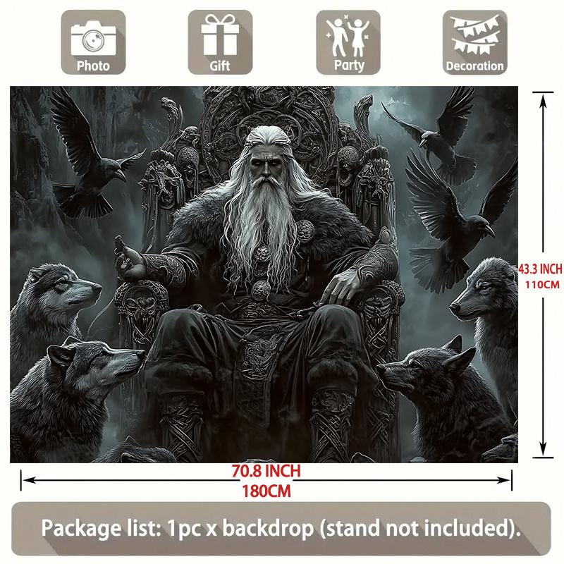 Party Backdrop Viking King Wolves Majestic Fantasy Throne Scene Ravens Event Event Photo Background Party Decor