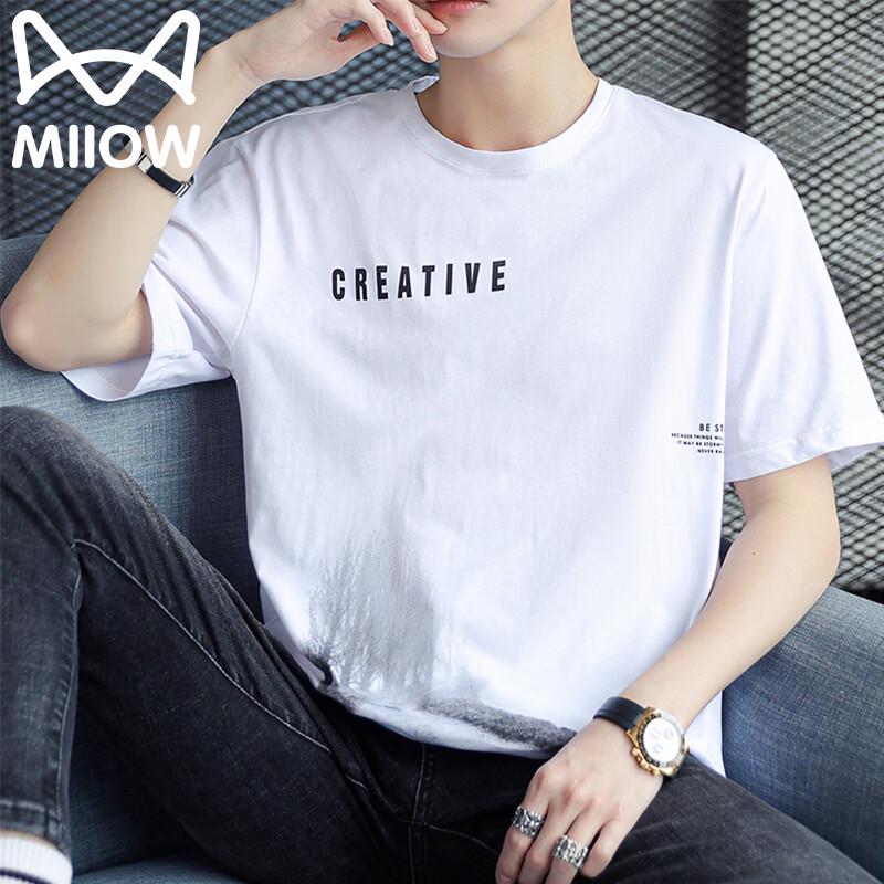 MiiOW Men s Summer Cotton Crew Neck T-Shirt M