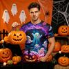 Men's Halloween Printed Neck Short Sleeve T-Shirt Fashion Top