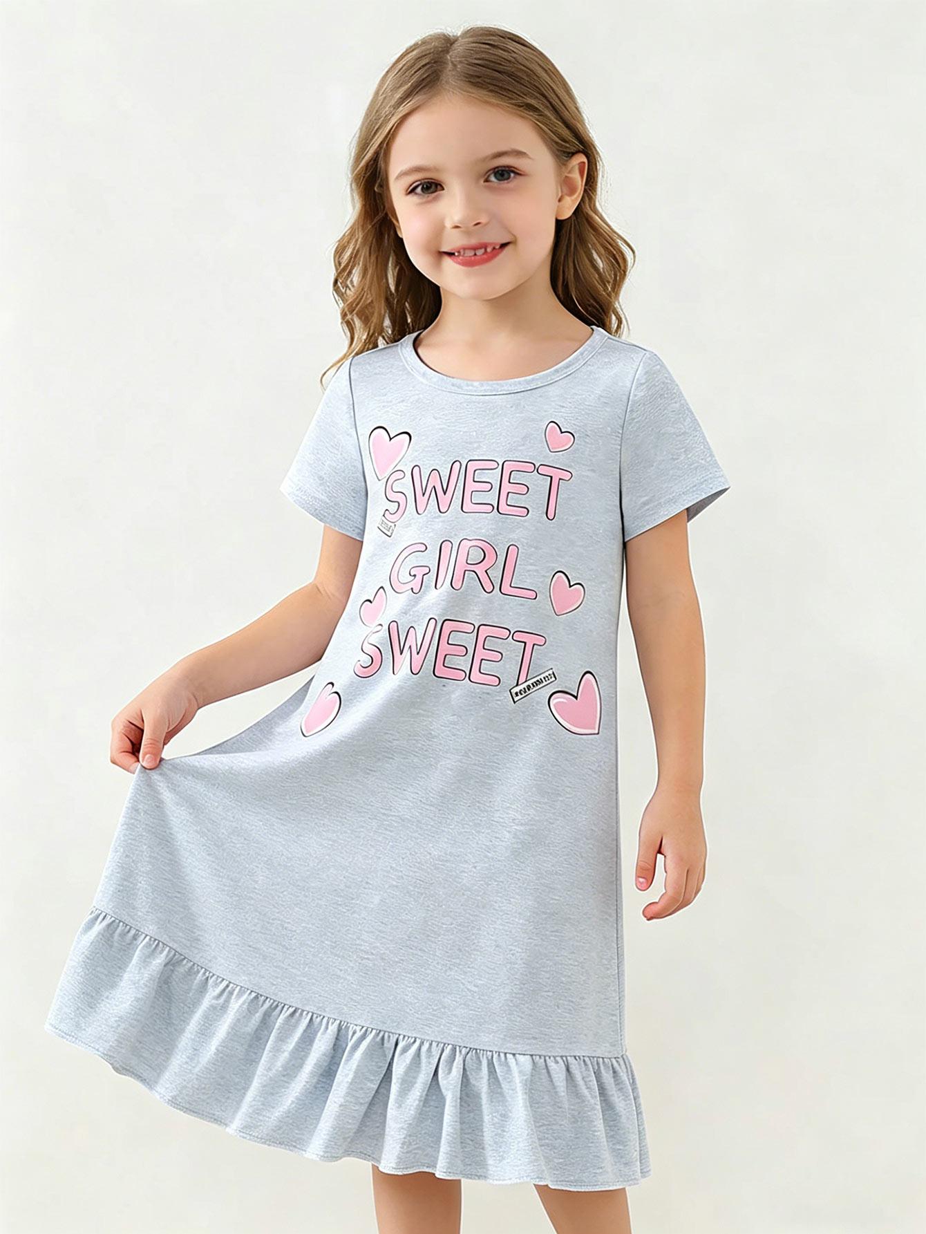 Sweet Girls Everyday Dress, Light Blue Summer Casual Short Sleeve Toddler to Kids 2-8 Years Comfortable and Soft 2Y синий