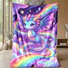 Rainbow Dragon Fantasy Theme Blanket Lightweight Warm Flannel Blanket Decorative Throw Blanket for Home Decoration