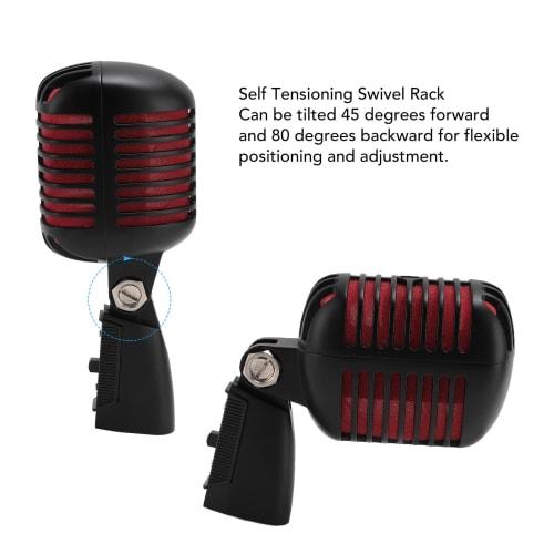 Retro Dynamic Vocal Microphone, Old Vintage Style Cardioid Microphone, Zinc Alloy Classic Microphone for KTV, Live Performance, Studio Recording, Podc