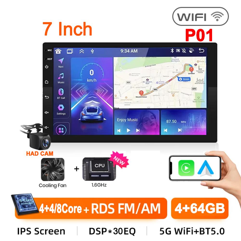 2Din Car Radio 7"/9"/10" Universal Android 13 Autoradio 64G GPS BT Car Audio Carpaly Multimedia Player For Hyundai Nissan Toyota