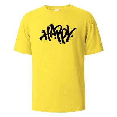 Happy Artistic Fonts Printing Tshirt For Men Wowen 100 Cotton Summer Comfortable Breathable ShortSleeved Tops Oversize Tees
