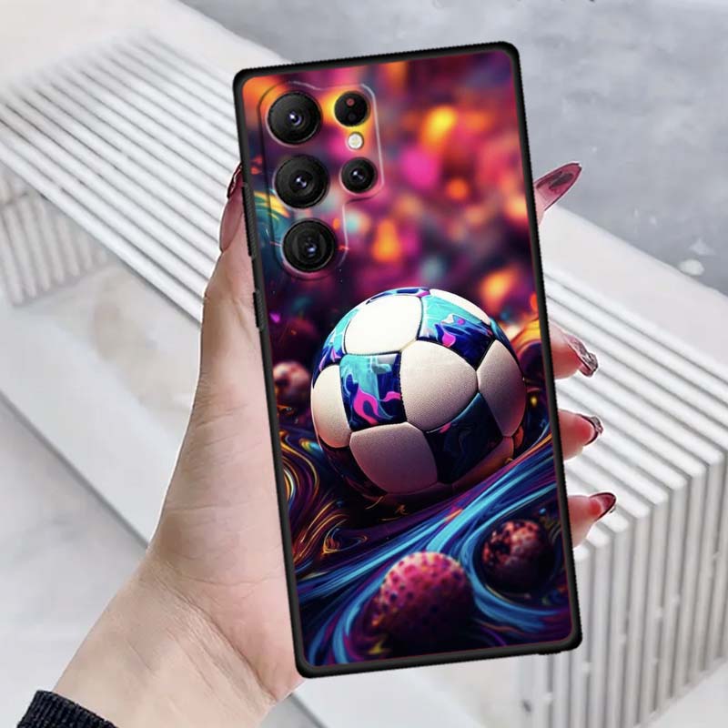 Moderne fodbold cool Til Samsung Galaxy S26 S25 S24 S23 S22 S21 S20 Ultra Plus FE 5G Sort Blød TPU Telefoncover
