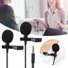 E1 Black Two Head Mini Collar Clip Microphone for Mobile Phone Live Broadcast Recording Interview