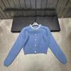 Xiangjia 2025 Autumn/Winter Rhinestone Collar Cardigan: Versatile Single-Breasted Knit Short Top