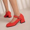 Large size Mary Jane shoes women's new spring and autumn design sense niche thick heel women's single shoes buckle shoes women