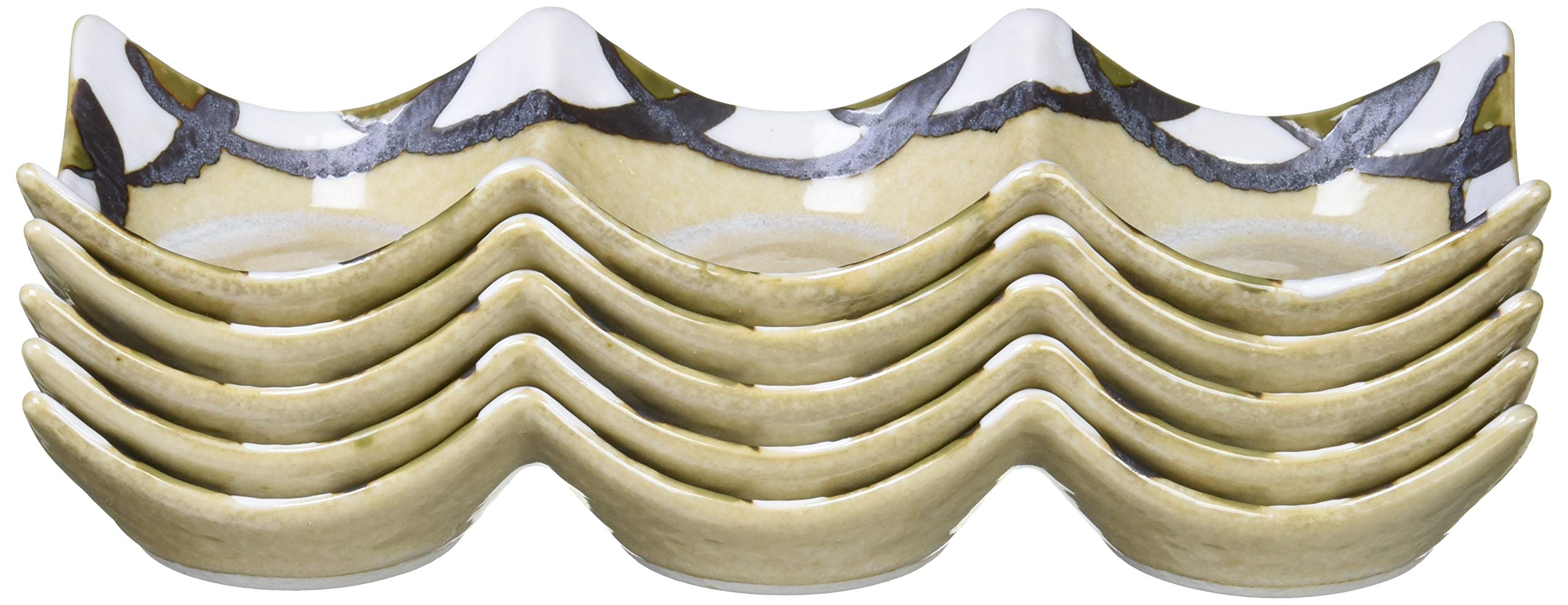 

Set of 5 White Wave-patterned Condiment Dishes (Small) [20.2 x 6.6 x 3.3cm] [Japanese Restaurant, Inn, Japanese Tableware, Commercial Use]