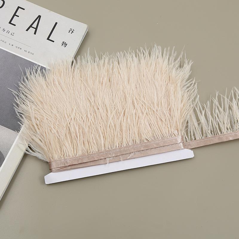 Color 8-10 Cm Ostrich Hair Cloth Edge Clothing Cuffs Hem Ostrich Feather Strips Cloth With Accessories Lace