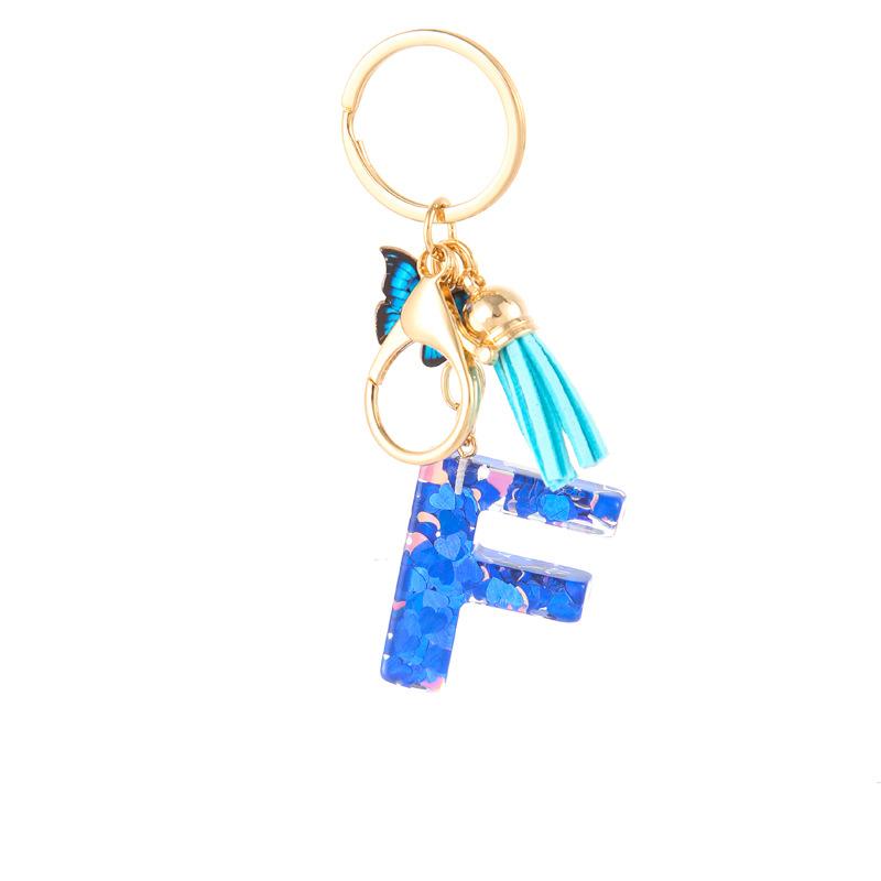 Harts Blått Hjärta Fjäril Bokstav Nyckelring Klassisk Retro Väskhänge Praktisk Hållbar Ryggsäcksaccessoar Söt Gåva Till Flickvän Bästa Vän