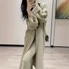 Temperament celebrity knitted suit autumn and winter new long dress sweater cardigan two-piece women's clothing