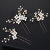 Mori pearl hairpin women's antique Hanfu hair accessories hand-woven ceramic flower hairpin U-clip hair accessories