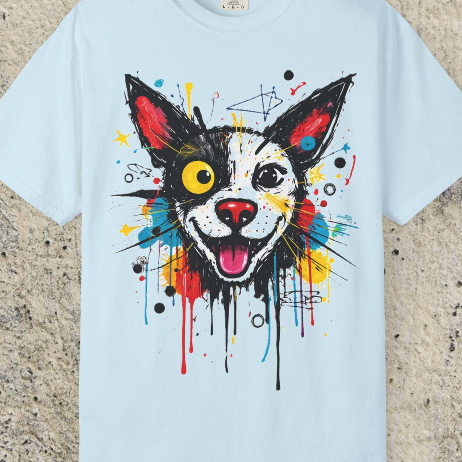 Comfort Colors Graffiti Dog Shirt, Colorful Street Art Dog T shirt, Pop Art Puppy Tee, Abstract Graffiti Animal Shirt, Dog Lover Shirt Gift L