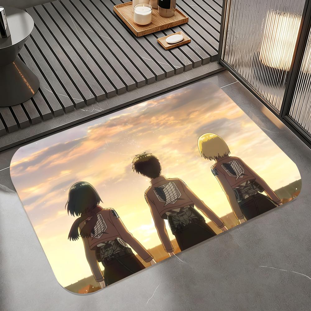 Anime A-Attack On Titan Floor Mat Diatomite Bath Mat, Quick Dry Absorbent Non-Slip Door Mat