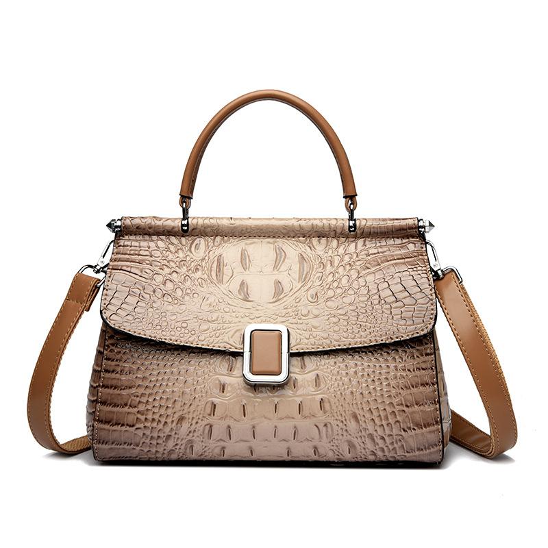 New Texture Retro Crocodile Pattern Bucket Bag, Fashionable Temperament, Hand-held Women's Bag, High-end and Versatile Diagonal Cross Bag
