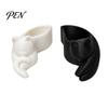 Decorative Makeup Brush Holder 3D Printed Cat Pen Holder, Cute Sleeping Kitty Stationery Organizer, 2-in-1 Modern Desk Storage for Brushes Desktop