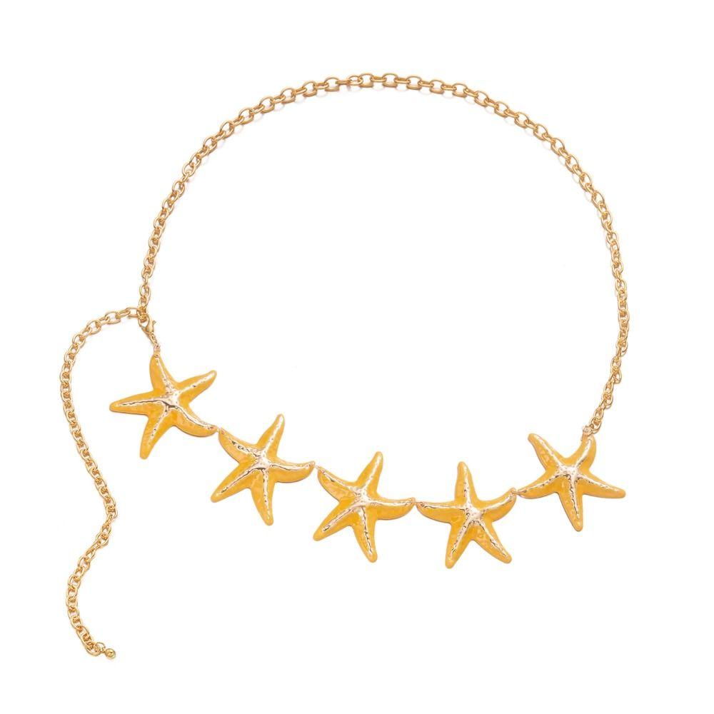 Gold Color Starfish Waist Chain Minimalist Beads Belly Chain  Beach Jewelry