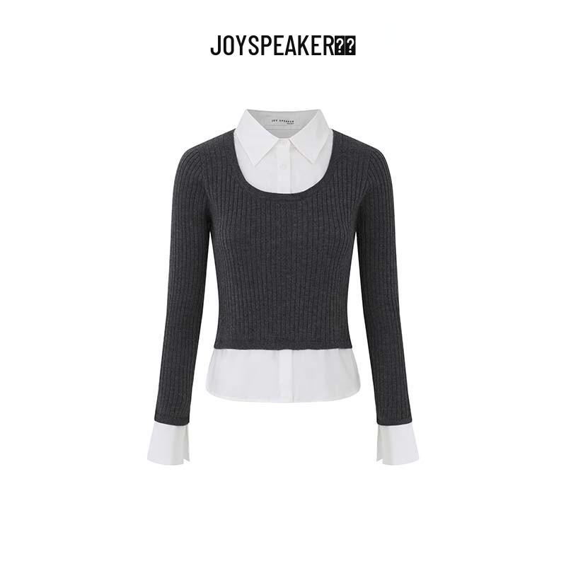 

JOY SPEAKER Women s Faux Two-Piece Knit Top L