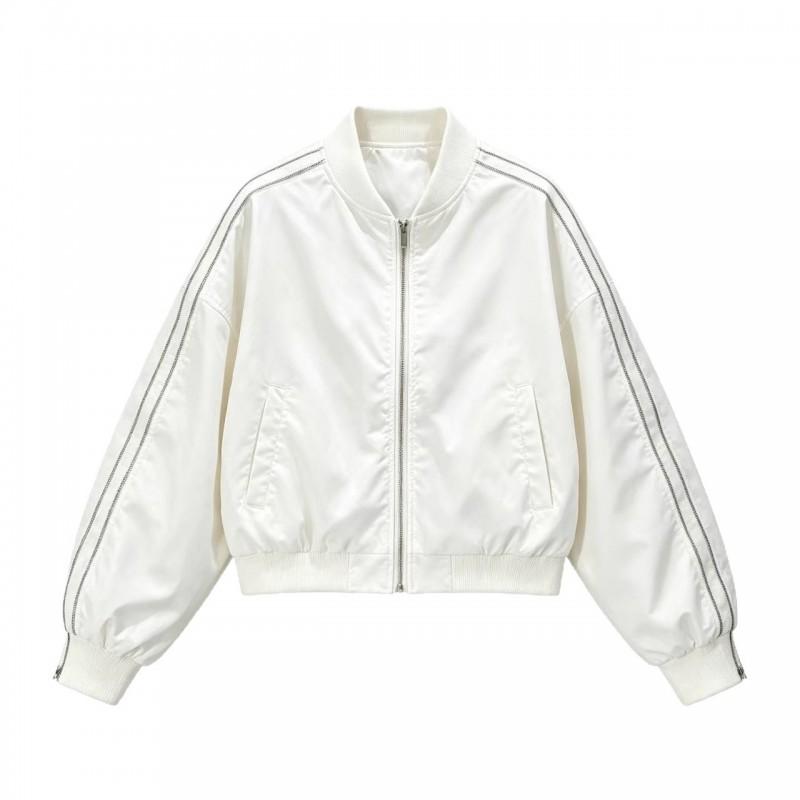 Womens Oversized Baseball Jacket 2026 Casual Chic Streetwear Coat Loose Fit Stand Collar Zip-Up