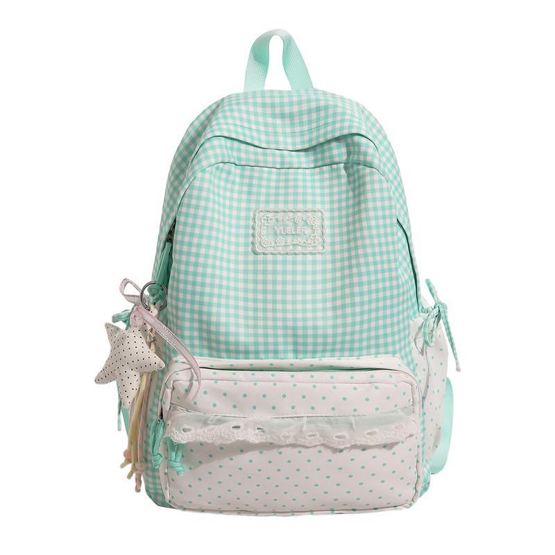 Zaino a Quadri Studente Scuola Media Superiore Borsa da Scuola Zaino da Donna in Pizzo