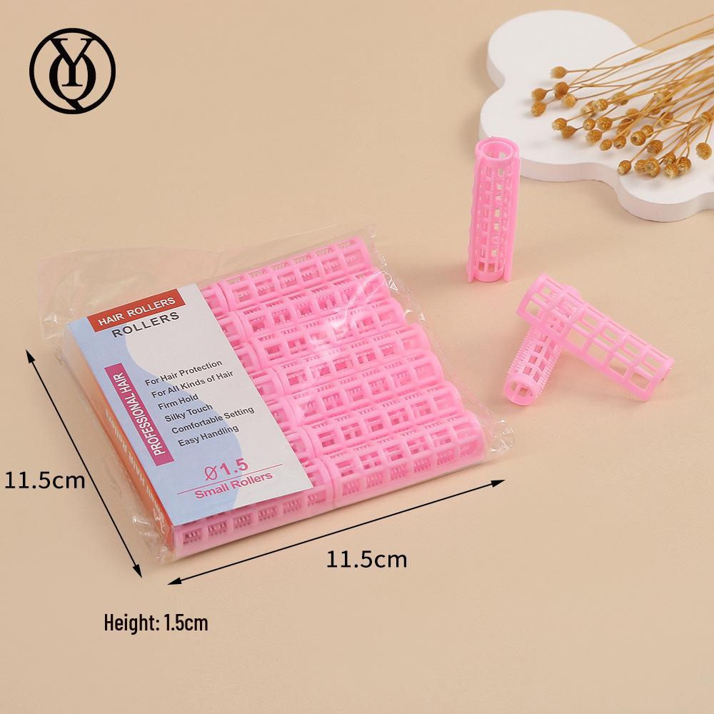 Douyin Kunststoff Lockenwickler Set: Lockenwickler für den Pony & für volles Haaransatz. With Teeth 1.5 (14 pieces) rosa