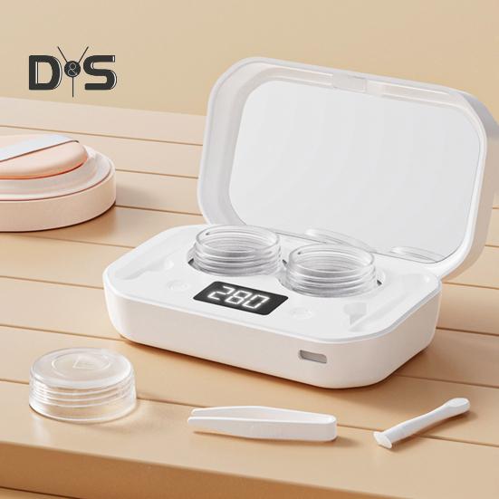 Ultrasonic Contact Lens Cleaner with 4 Timing Modes 360-degree High-Frequency Vibration USB Rechargeable Contact Lens Cleaner Machine