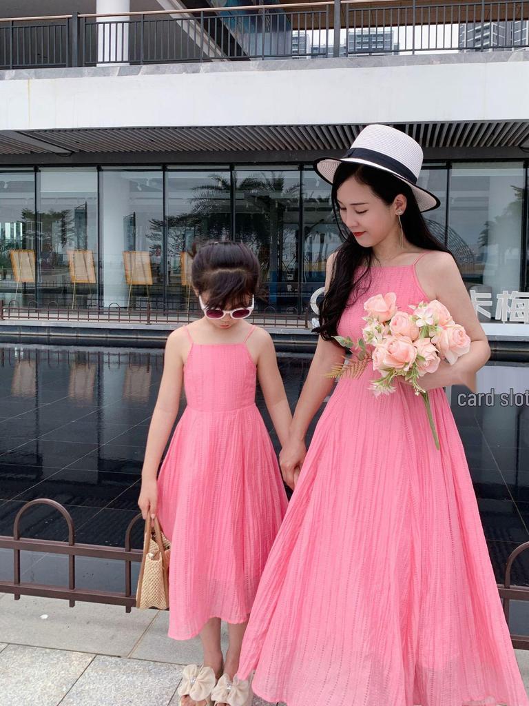 2024 Summer Mother-Daughter Backless Tie-Up Fairy Skirt Beach Dress