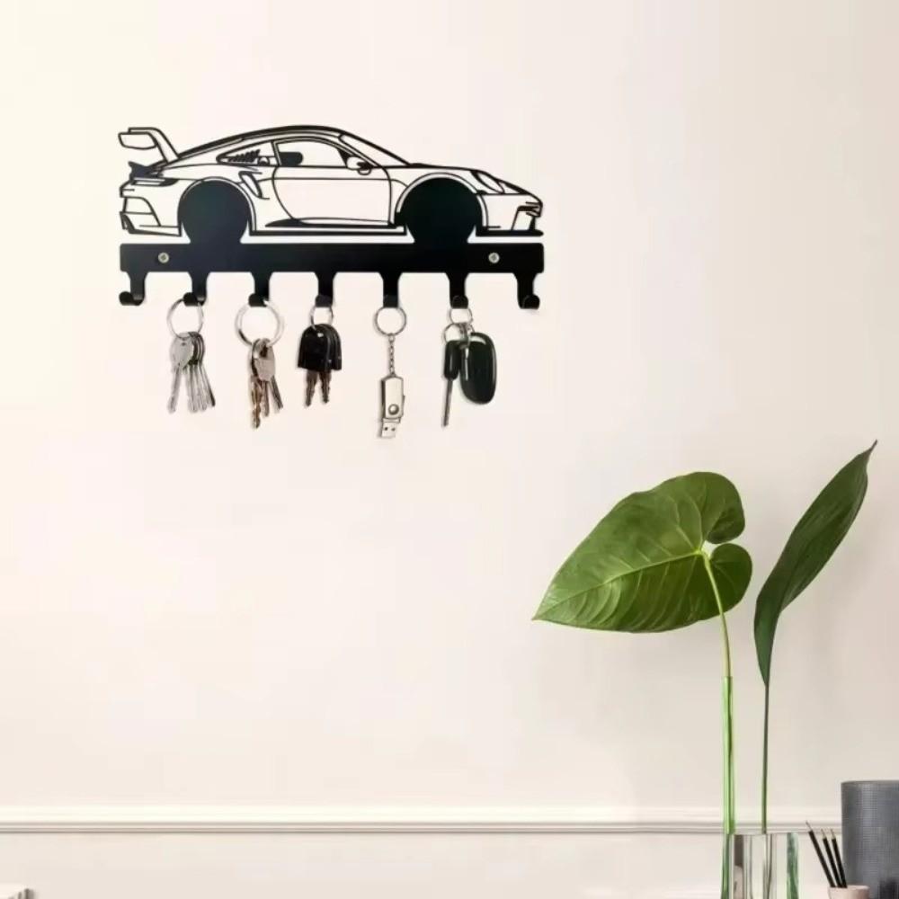 Functional Black Automotive Key Hooks Wall Mounting Easy Installation Car Key Holder Metal Metal Car Key Hooks Home Organization