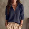 Women's Color Half Zip Long Sleeve Sweater Top Casual Knit Pullover with Collar