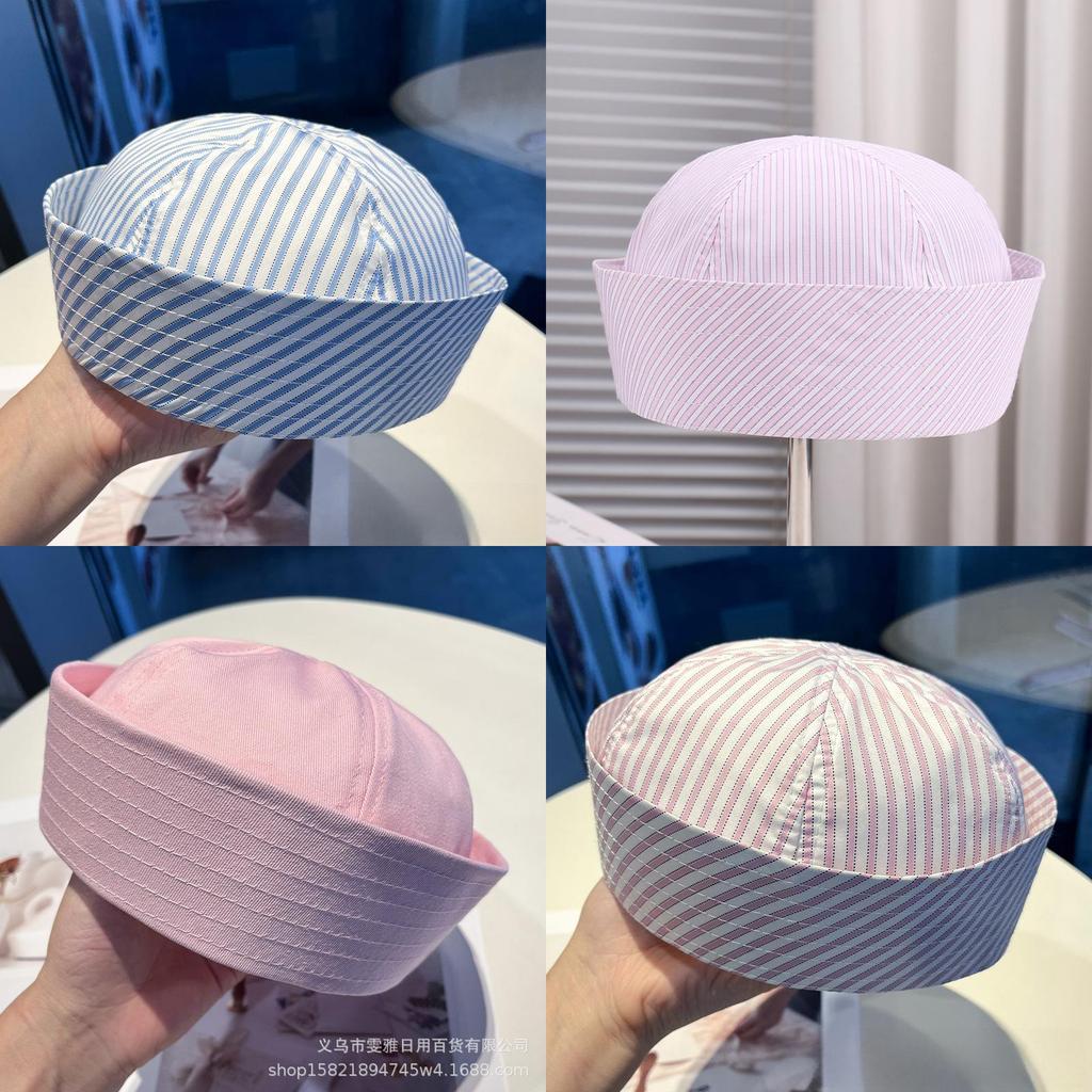 Stylish Striped Sailor Hat For Women Summer Lightweight Breathable Fashion Accessory