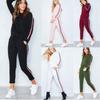 Women's 2 Pcs/set Tracksuits Comfy Striped Loungewear With O-neck And Drawstring