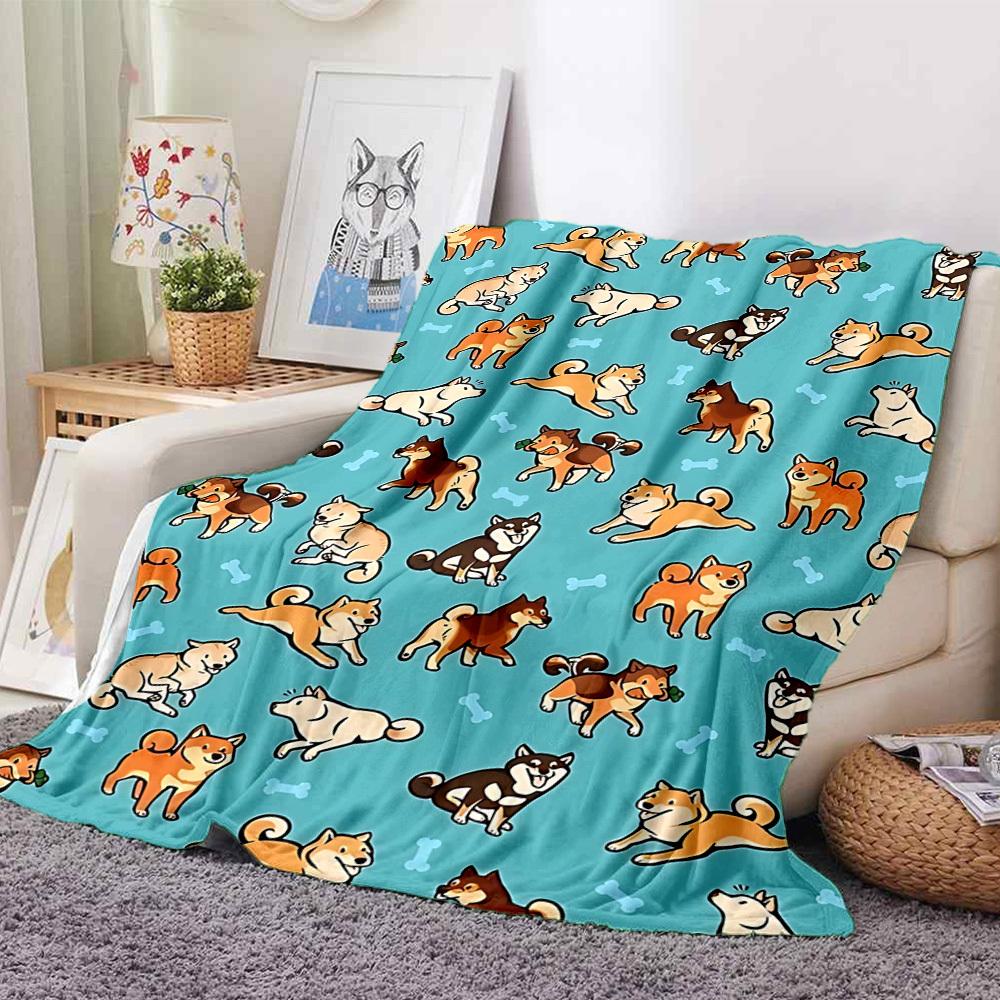 1pc Dogs Bones Lightweight Flannel Blanket, Comfortable and Warm Blanket, for Office and Camping Sofa Bed, Livingroom201