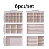 Flocking Jewelry Storage Box & Tray Set Space Saving 4/6/8Pcs for Organizing Rings Earrings Necklaces Vanity Drawer Use