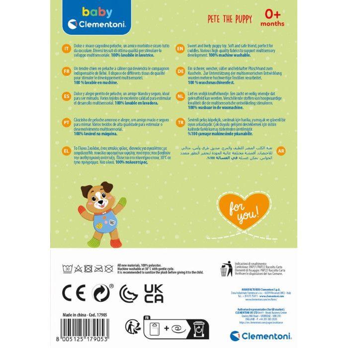 Peluche - Clementoni - Chiot Pete - Douceur - Multisensorielle - Développement tactile