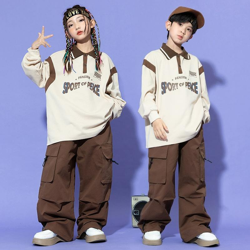Children's Hip-hop Trendy Clothes, Boys' Hip-hop Long-sleeved Hiphop Costumes, Girls' Jazz Dance Clothes, Children's Catwalk Suits