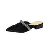 Y097-5 Sandals Women's Summer 2025 New Pointed Heel Thick Heel Baotou Lazy Half Slippers Fashion Outer Wear Fairy Gentle
