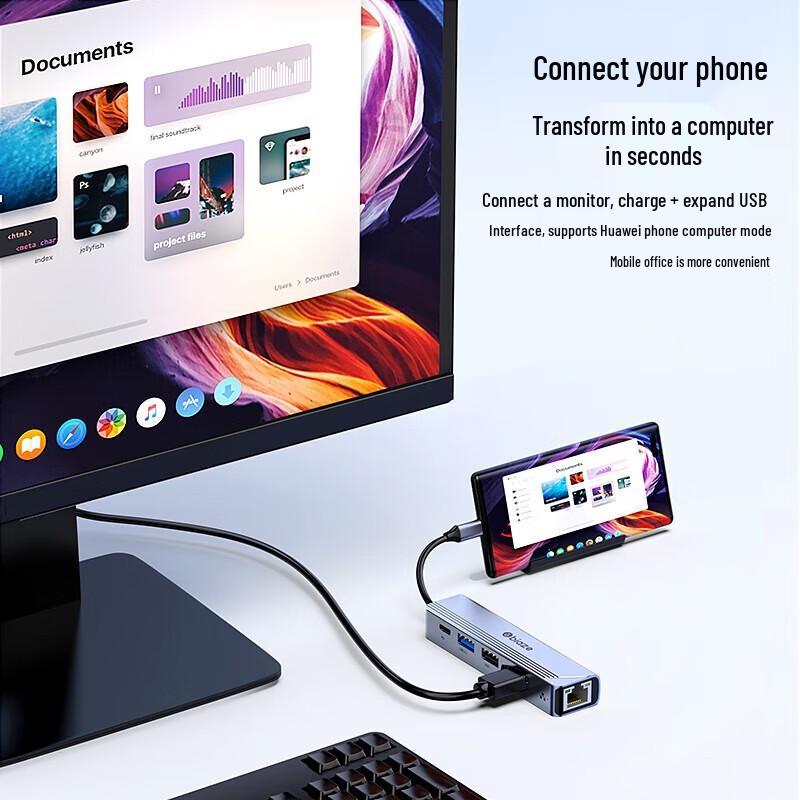BIAZE Type-C 5-in-1 Hub with 4K HDMI & Ethernet