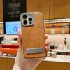 Luxus-Plating-Leder-Hülle mit verstecktem Metallhalter für iPhone 15 14 13 12 11 Pro Max Plus 15Pro 14Pro IPones-Ständer Stoßfeste Abdeckung
