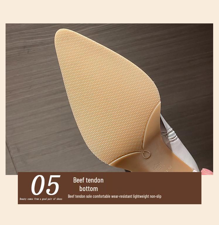 Women's White Non-Slip High-Top V-Cut Knight Boots - Pointed Toe, High Heel, Autumn/Winter 2025