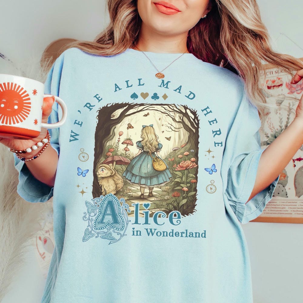 Unisex Top Vintage Alice Alice In Wonderland Shirt Dark Academia Bookish Things Alice In Wonderland Literary Shirt Streetwear