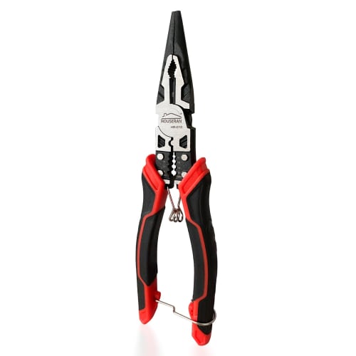 HOUSERAN Long Nose Pliers, Thin Tool, Ultra-Fine, Precision, Spring-Loaded, Locking, Multi-Function, 211mm