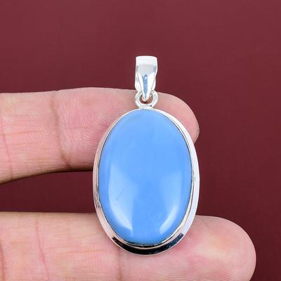 Owyhee Blue Opal Pendant 925 Sterling Silver Pendant Genuine Gemstone Pendant Statement Pendant Handmade Pendant Gifts for Mom Boho Jewelry