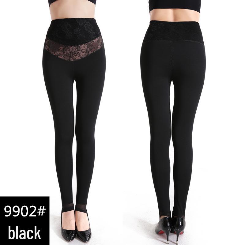 

Women s Black High-Waist Slimming Warm Pants for Fall/Winter – Fluffy, Thickened Mesh, with Foot Cover, Ideal for Middle-Aged and Elderly Mothers 4XL - 135-160 lbs