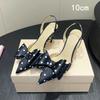 Fashion Bow Pointed-Toe Stiletto High Heels For Women 2025 Summer New Style French Elegant And Stylish Back-Strap Flip-Flops