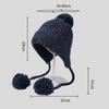 Autumn Winter Fur Ball Ear Protection Knitted Hat Cold-Proof Warm Big Head Wool Hat