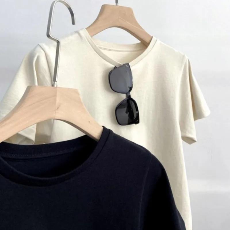 Women's Summer Loose-Fit Solid Color Simple Plus Size Short-Sleeve T-Shirt with A-Line Hem and Flare-Out Silhouette for A Flattering Look