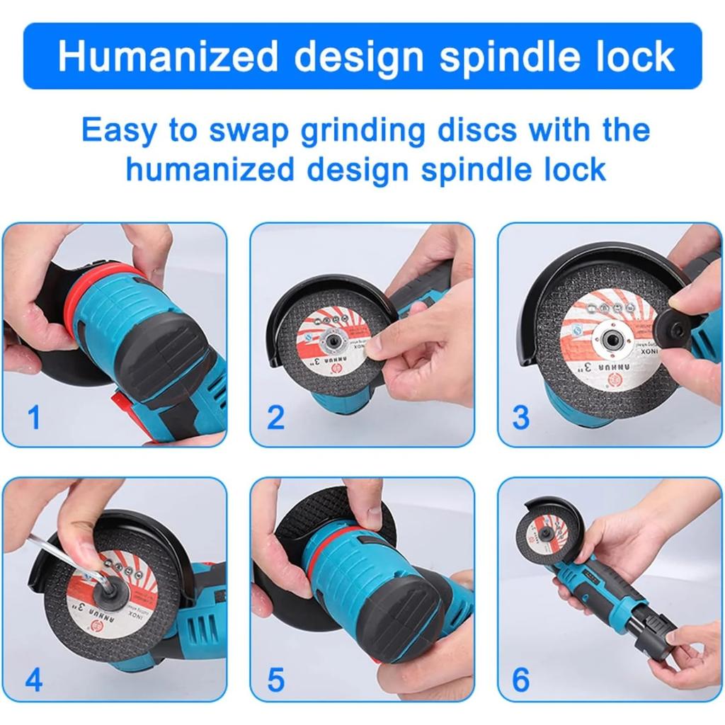 Mini Angle Grinder, 19500rpm Electric Grinding Tool Mini Grinder Handheld Cutter,with 1pcs 12V 3600mAh