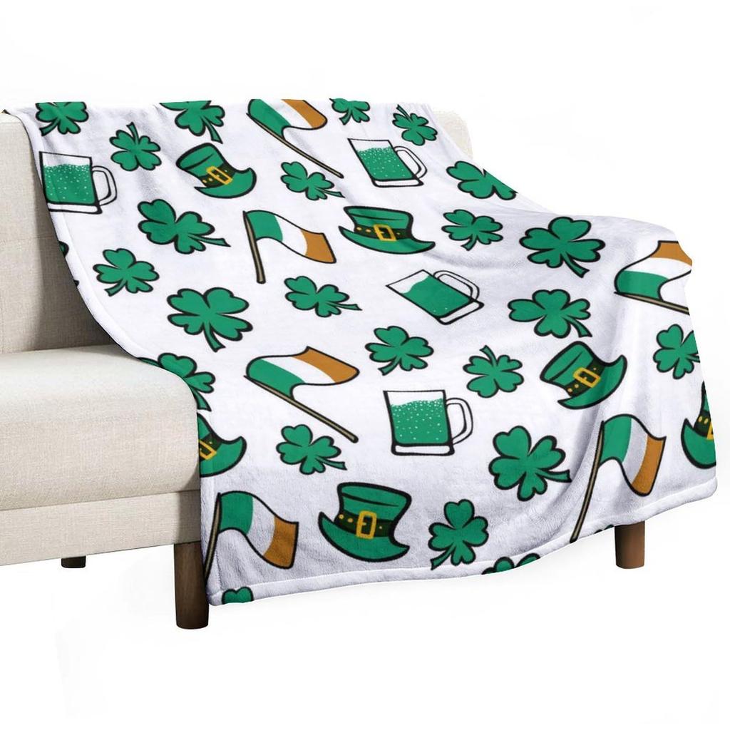 St. Patrick's Day Series digital-printed polyester Bedroom velvet flannel cover blanket Fleece soft sofa cover blankets for beds
