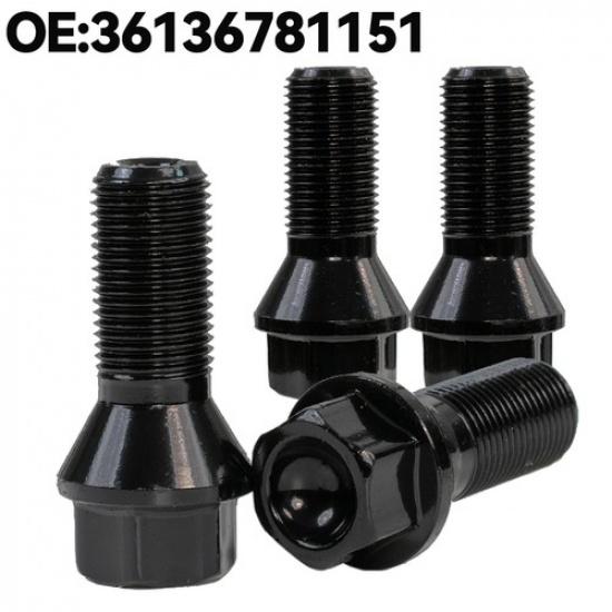4x Wheel Bolts Lug Nuts 36136774896 Black M14x125 For BMW 1 3 5 Series X1 X3 X5